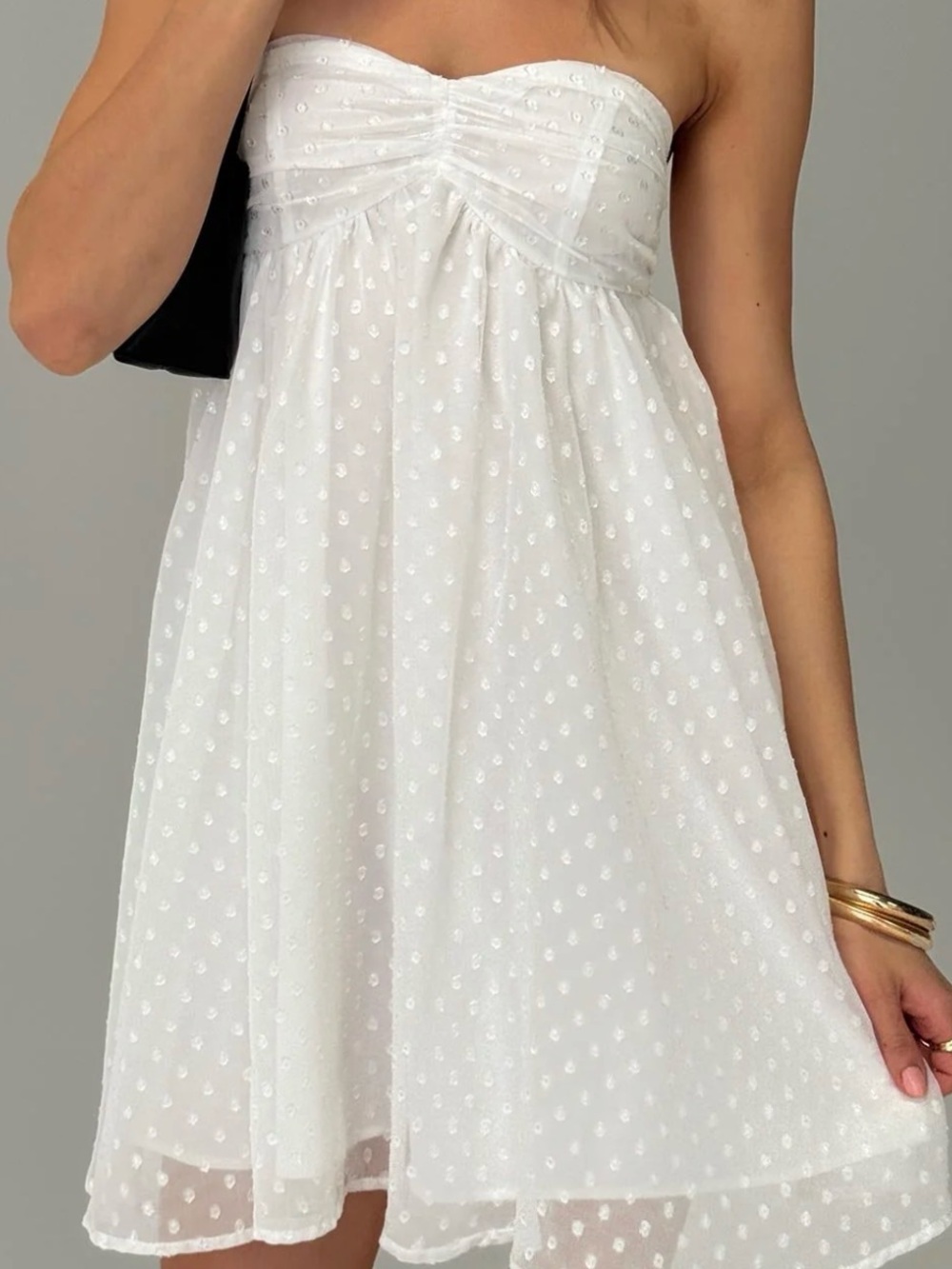 Strapless White Swiss Dot dress